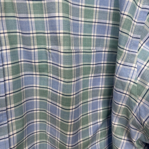 Tommy Hilfiger Men’s 2XL Blue/Green Checked Pattern Classic Button Down Shirt - Picture 9 of 10